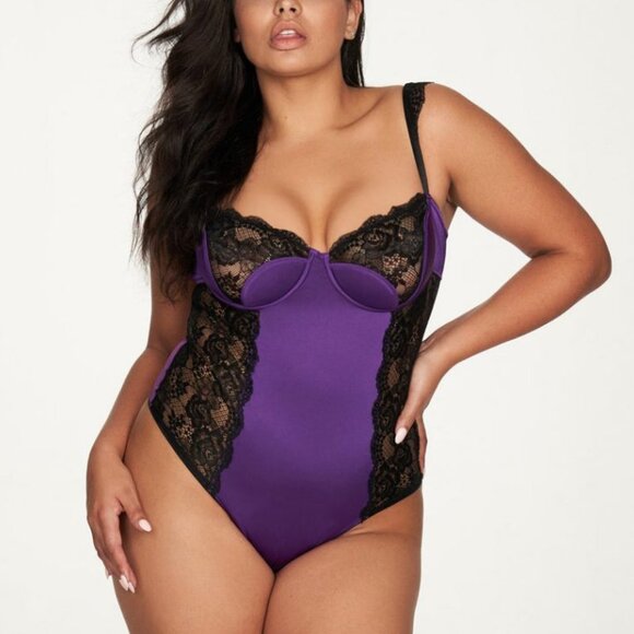 Frederick's of Hollywood Ilana Underwire Teddy Bright Violet M - Picture 1 of 14